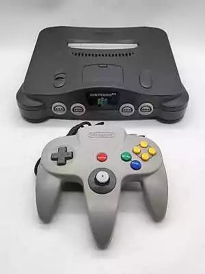 Nintendo 64 Console NUS-001 (EUR) Charcoal Grey + Controller + Cables (Preowned) • $199