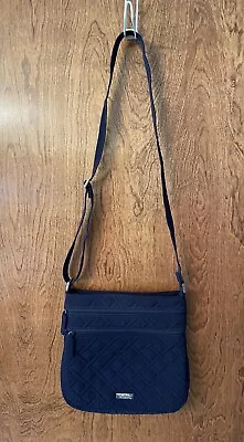 Vera Bradley Women's Navy Blue Triple Zip Hipster Quilted Crossbody Bag Purse • $34.99