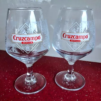 2x Cruzcampo Chalice Beer Glass Goblet One Pint 20oz Nucleated New 2023 CE M23 • £13.99