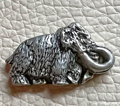 PEWTER WOOLLY MAMMOTH Marked NS 90 Pin Badge Lapel Brooch • $12.63