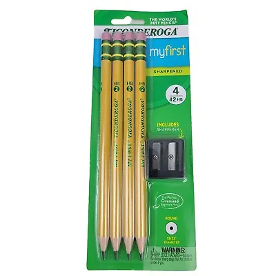 Ticonderoga My First Pencils Set Of 4 #2 HB Pre-sharpened With Sharpener • $8.75