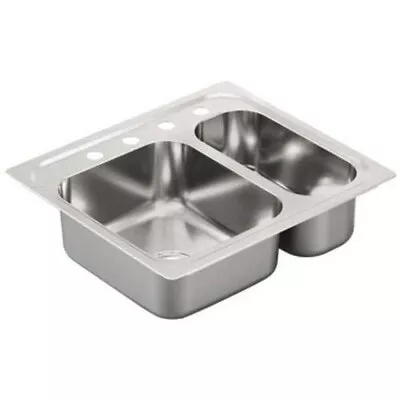 Moen G202714 Double Basin Drop-In Steel Kitchen Sink Stainless • $129