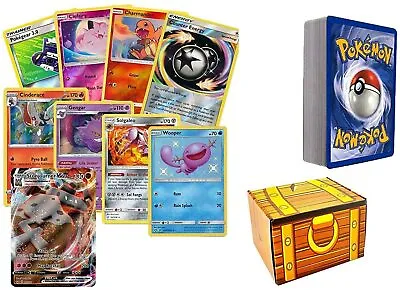 $19.99 • Buy 50 Assorted Pokemon Card Lot With Rares, Holos, And 1 VMAX Ultra Rare Card