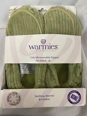 Warmie’s Slippers Green Size 6-10 Microwaveable Lavender Scent W/ Non Slip Grip • $20