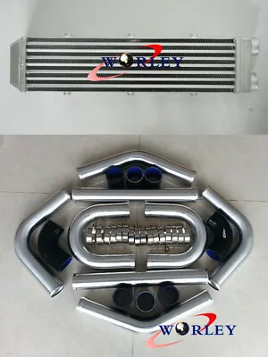 Full Aluminum Turbo Intercooler 2  550x140x80mm SAME SIDE I/O + Black Piping Kit • $277