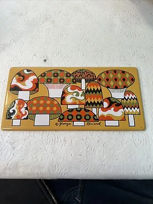 Mid Century Georges Briard Rectangular Mushroom  Metal Tile Trivet Coasters • $15