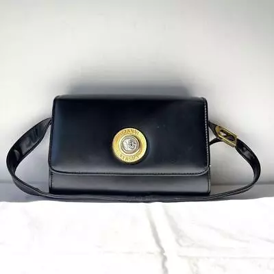 Gianni Versace Shoulder Bag Handbag Medusa Black Rare Vintage W25.5cm D9cm  • $340.58