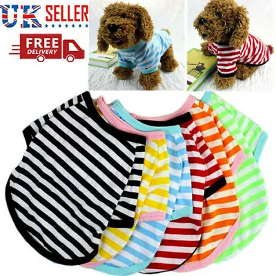 £4.14 • Buy Puppy Pet Clothes Striped Vest Puppy Dog Cat T Shirt Apparel Costumes Apparel UK