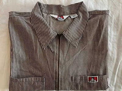 Vtg Ben Davis Shirt Men’s XXL Hickory Striped Short Sleeve 1/4 Zip Work 90s USA • $33