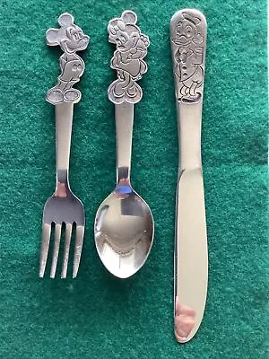 WALT DISNEY Stainless Mickey Minnie Donald Duck Fork Spoon Knife By BONNY • $99