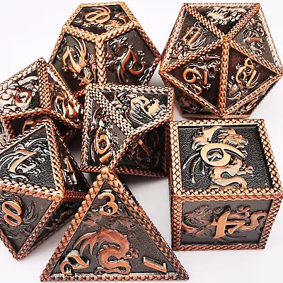 $39.99 • Buy HAOMEJA DND Metal Dice Dragon Set 7 Role Playing Dice D&D Solid Dice Dungeons 