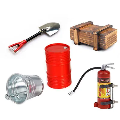 1Set Wooden Box Oil Drum Fire Extinguisher For 1/10 Axial SCX10 Trx-4 RC Car DIY • $21.29