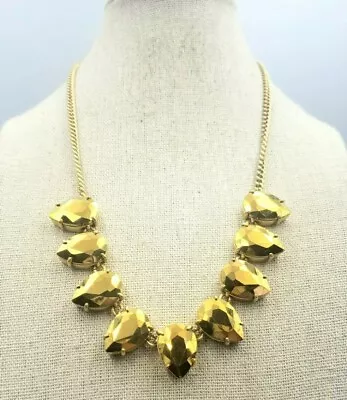 J. Crew Gold Mirror Bead Statement Necklace 17-20” Gold Opaque Rhinestones  • $24