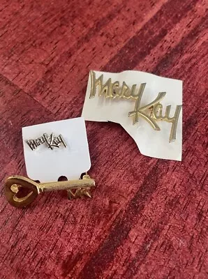 Vintage Mary Kay Gold Tone Metal Consultant Pin Lapel Brooch Lot Of Three • $14.99