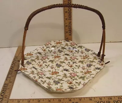 Vintage Moriyama Mori-machi Japan Ceramic Chintz Square Serving Dish W/handle • $17.99