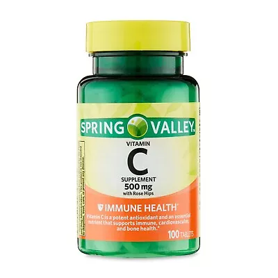 Spring Valley Vitamin C With Rose Hips Supplement 500 Mg 100 Tablets • $7.70