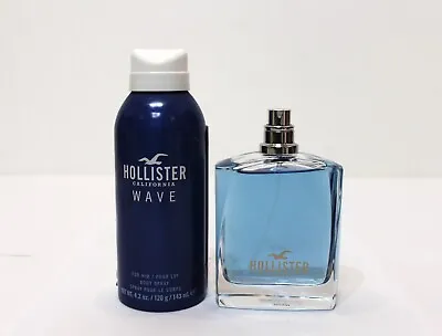 Hollister California Wave 100 Ml EDT Spray & 143 Ml Body Spray For Him • £30.50