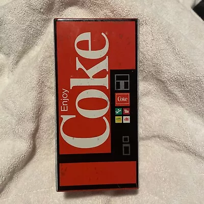 Vintage Coca Cola Vending Machine Coca-Cola Coin Bank Empty Handkerchiefs Tin • £11.40