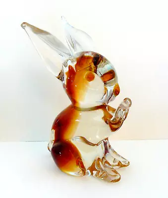 MURANO Glass - RABBIT (Amber To Clear) 15 Cms High (Easter Bunny) - Perfect • £24.75