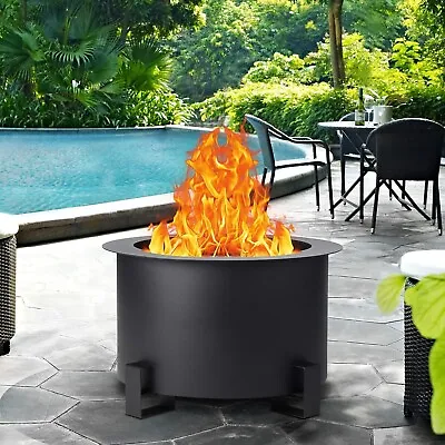 Smokeless Fire Pit Outdoor Wood Burning 21.5 Inch Steel Double Flame Fire Pit L • $73.49