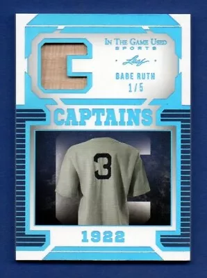 BABE RUTH #1/5 (Ebay 1/1) GU Bat Relic 2022 Leaf ITGU Captains Yankees Red Sox • $474.99