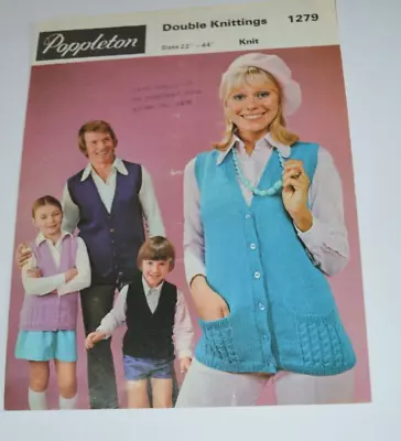 Knitting Pattern Long Waistcoat Family Sizes Dk • £1.50