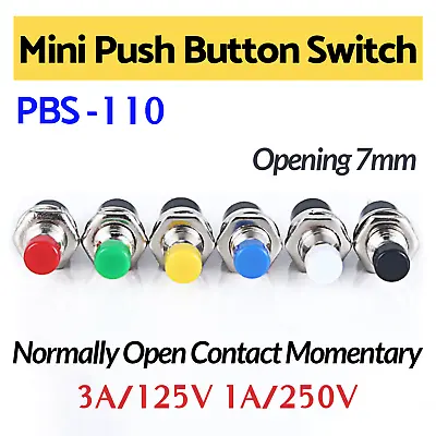 PBS-110 Mini Push Button Switch 7mm SPST Normally Open Contact Momentary 3A 125V • $24.99