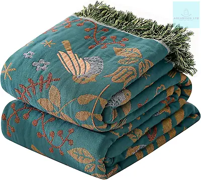 HOORDRY Cotton Bed Throw With TasselsDouble-sided Bohemian Throws For Woven For • £52.62