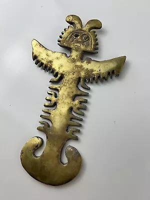 Vintage Heavy Brass Inca Tumi Ceremonial Knife Aztec Mayan Cultural Decor Art • $24