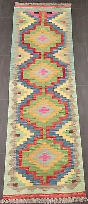 Tribal Heritage Handmade Afghan/Turkish Runner Kilim Rug Wool Rug Size 204x69 CM • £93.74