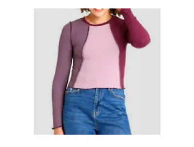 Wild Fable Purple Spliced Lettuce Trim Long Sleeved T-Shirt Size Small S • $17.11