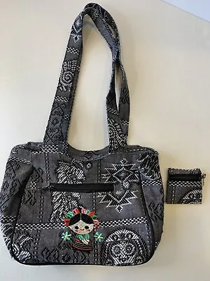 Maya Mexican Hand Embroidered Zipper Purse Bag Little Girl W Flowers • $7.95