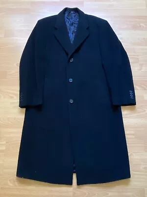 Brooks Brothers Men's Coat 42R Long Black 346 Wool Cashmere Overcoat Topcoat • $129.99