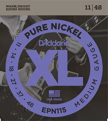 D'Addario EPN115 Pure Nickel Electric Guitar Strings 11-48 Medium • $8.50