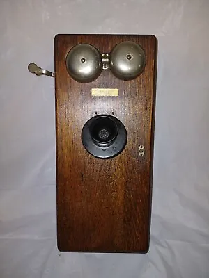 Antique Western Electric Oak Wood Hand Crank Phone Wall Mount Telephone • $169.99