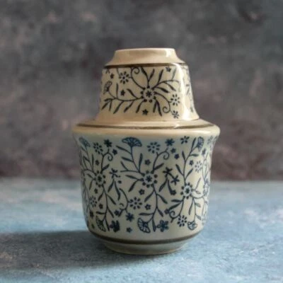 Japanese Style Mini Sake Set Grass & Flower Design Sake Warming & Chilling Set  • $29.95