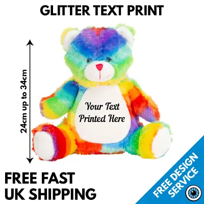 Custom Printed Teddy • Medium Plush Toys • Glitter Text Print Mumbles Brand Toy • £16.49