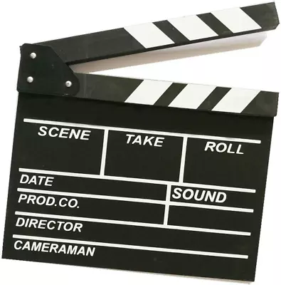 12 X11  Movie Film Clap Board Wooden Movie Clapboard Film Clapper Board Black & • $16.99