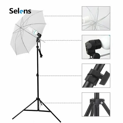 Photography Studio Continuous Lighting Reflector 33  Umbrella 2m Light Stand Set • £37.99