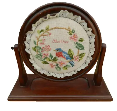 VTG SUDBERRY HOUSE Boudoir Revolving Mirror W/MOTHER & BLUE BIRD Cross Stitch GC • $34.99