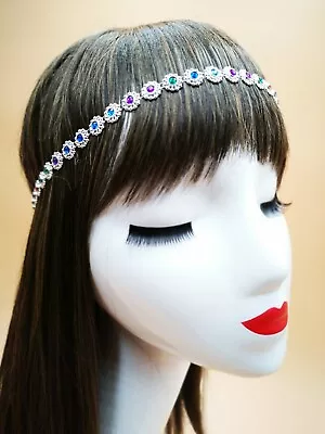 £6.50 • Buy Silver Flower Hippy Bohemian Girls Hair Head Chain Rainbow Boho Tams Accessories
