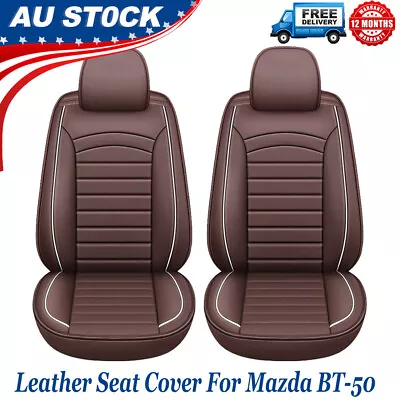 Brown PU Leather Automotive Seat Covers Car 2pcs Front Cushions For Mazda BT-50 • $99.37