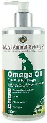 NAS Omega 3 6 & 9 Oil For Dogs (500ml) Natural Animal Solutions Supplement • $26.99