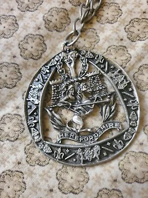 Herefordshire Large Metal Medallion Pendant 1970s Vintage Heraldic Coat Of Arms • $24.25