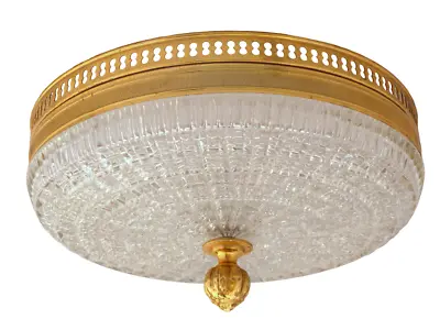 Gorgeous Vintage French Empire Ceiling D: 10  Gilded Bronze & Glass 1950s • $320