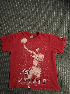 Vintage 90s GRAIL Michael Jordan Allover Print  Sz L Bulls Magic Johnson Ts. • $30.28