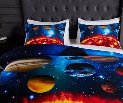 $29.99 • Buy JOSATINA HOME 3D Galaxy Planets Bedding Duvet Cover Set Full Size