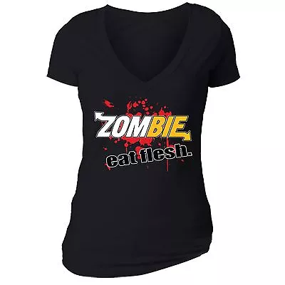 Zombie Eat Flesh T-shirt Funny Custom Parody Comedy Fresh Blood Halloween Tshirt • £17.85