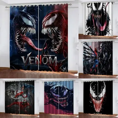 3D Marvel Venom Blackout Window Curtains Thermal Ring Top Eyelet Xmas Gift UK • £21.16