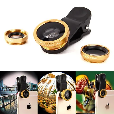 £3.31 • Buy 3 In 1 Fish Eye Wide Angle Micro Lens Camera Lens For IPhone 6 Plus 5 5S Samsung